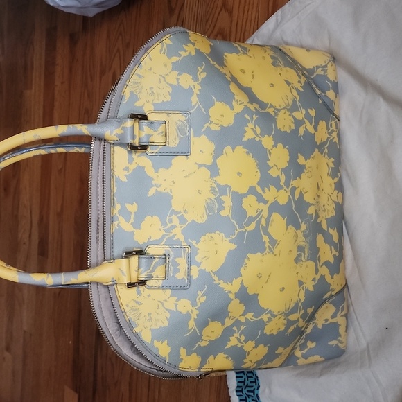 Tory Burch Robinson Dome Leather Handbag in Yellow and Gray Floral - Picture 15 of 15